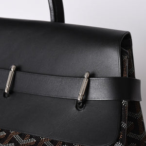 Very Good Condition GOYARD Handbag Boston Bag Steamer Black Black/PVC/Leather Good Condition Used 4a001262