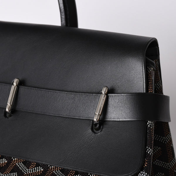 Very Good Condition GOYARD Handbag Boston Bag Steamer Black Black/PVC/Leather Good Condition Used 4a001262