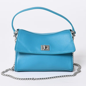 極美品 BALENCIAGA バレンシアガ RODEO NANO ロデオ ナノ チェーンショルダーバッグ 819429 レザー ブルー マットシルバー金具 中古 4a001680