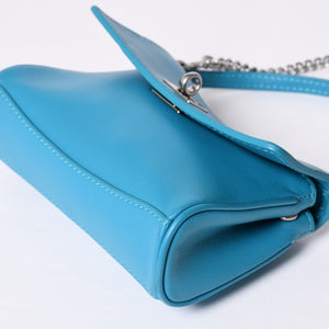極美品 BALENCIAGA バレンシアガ RODEO NANO ロデオ ナノ チェーンショルダーバッグ 819429 レザー ブルー マットシルバー金具 中古 4a001680