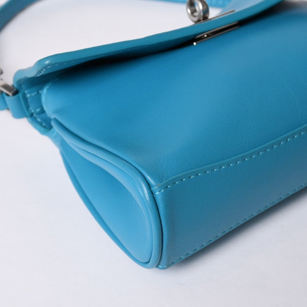 極美品 BALENCIAGA バレンシアガ RODEO NANO ロデオ ナノ チェーンショルダーバッグ 819429 レザー ブルー マットシルバー金具 中古 4a001680