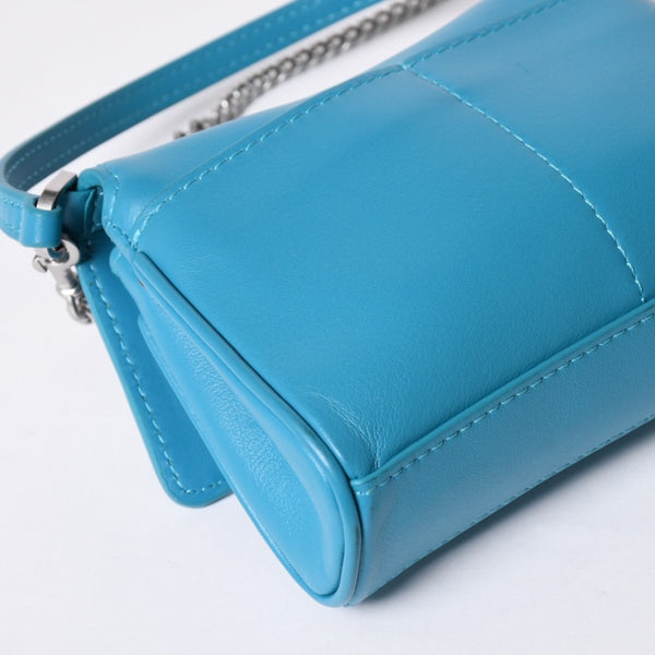 極美品 BALENCIAGA バレンシアガ RODEO NANO ロデオ ナノ チェーンショルダーバッグ 819429 レザー ブルー マットシルバー金具 中古 4a001680