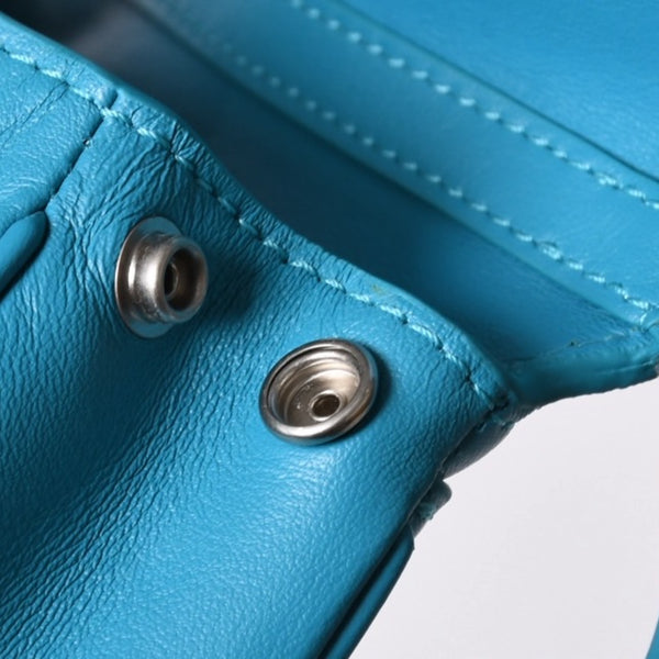 極美品 BALENCIAGA バレンシアガ RODEO NANO ロデオ ナノ チェーンショルダーバッグ 819429 レザー ブルー マットシルバー金具 中古 4a001680