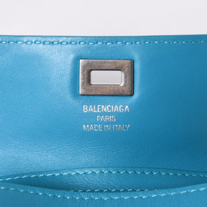 極美品 BALENCIAGA バレンシアガ RODEO NANO ロデオ ナノ チェーンショルダーバッグ 819429 レザー ブルー マットシルバー金具 中古 4a001680