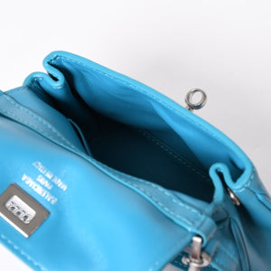 極美品 BALENCIAGA バレンシアガ RODEO NANO ロデオ ナノ チェーンショルダーバッグ 819429 レザー ブルー マットシルバー金具 中古 4a001680