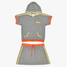 画像をギャラリービューアに読み込む, 極美品 RocaweaR ロカウェア セットアップ 半袖ジップアップパーカー スカート Y2K ストリート グレー パイル地 美品 中古 4a001547