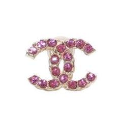 極美品 CHANEL シャネル 片耳ピアス ココマーク ラインストーン 17P シルバー ピンク earring CC rhinestone SV 08C 美品 中古 4a000652