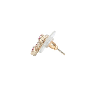 極美品 CHANEL シャネル 片耳ピアス ココマーク ラインストーン 17P シルバー ピンク earring CC rhinestone SV 08C 美品 中古 4a000652