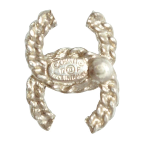 極美品 CHANEL シャネル 片耳ピアス ココマーク ラインストーン 17P シルバー ピンク earring CC rhinestone SV 08C 美品 中古 4a000652
