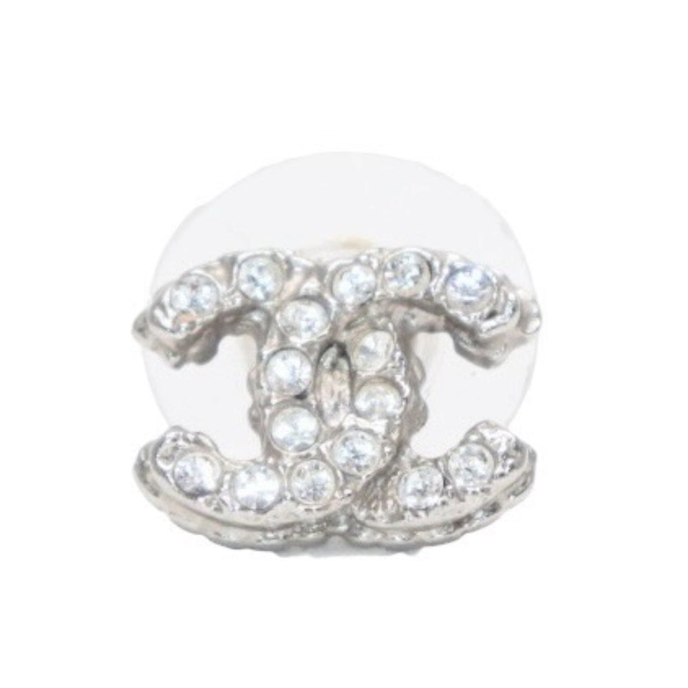極美品 CHANEL シャネル 片耳ピアス ラインストーン A12A シルバー earring CC rhinestone SV A12A 美品 中古 4a000666