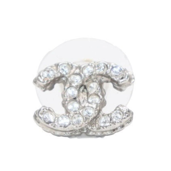 極美品 CHANEL シャネル 片耳ピアス ラインストーン A12A シルバー earring CC rhinestone SV A12A 美品 中古 4a000666