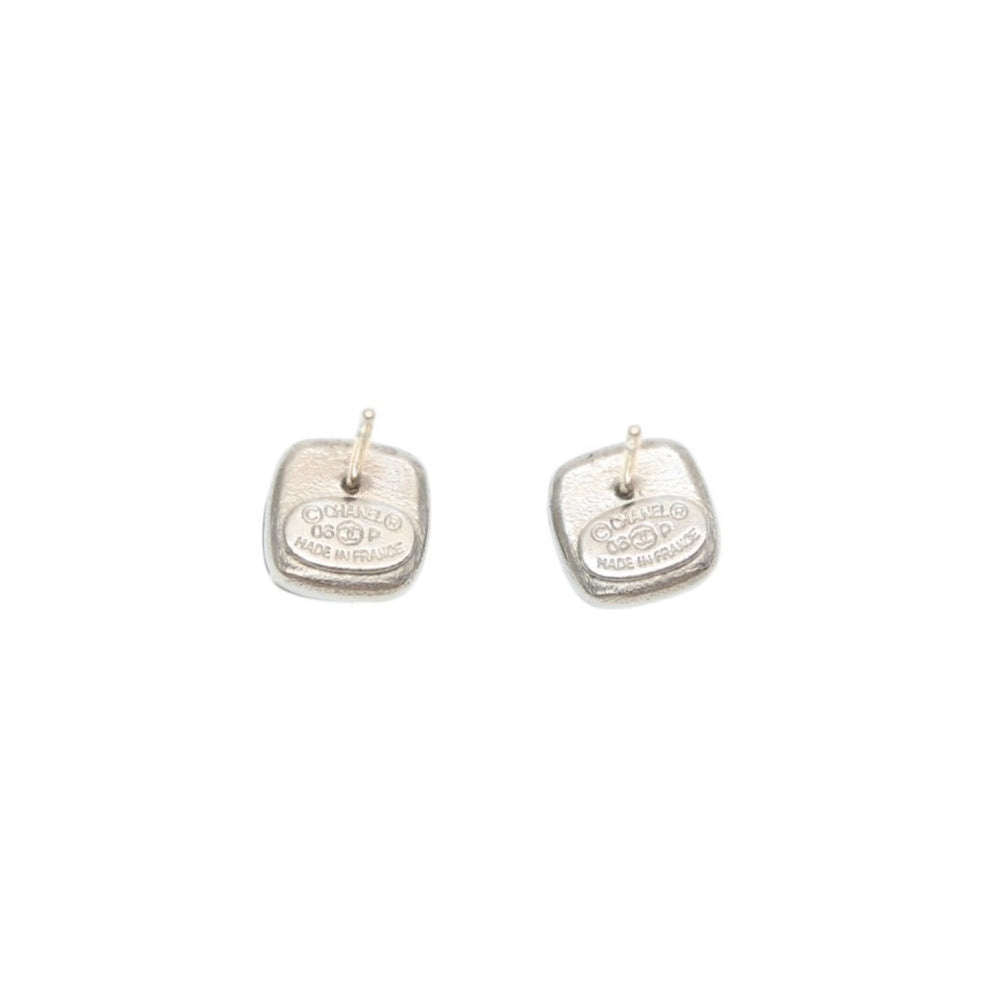 CHANEL Chanel earrings here mark button brown glitter silver 06P earrings mini button brown glitter 06P SV Good Condition Used 4a000624