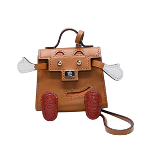 極美品 HERMES エルメス ケリードールチャーム タデラクト×シェブルミゾル オレンジ×ブラウン×ブラック U刻印 アクセサリー 中古 4a001435