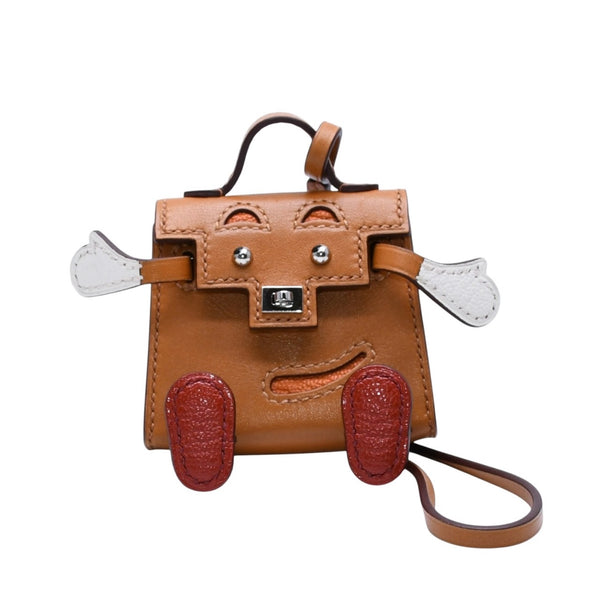 極美品 HERMES エルメス ケリードールチャーム タデラクト×シェブルミゾル オレンジ×ブラウン×ブラック U刻印 アクセサリー 中古 4a001435
