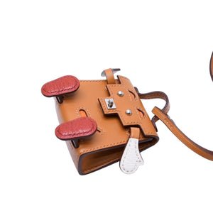 極美品 HERMES エルメス ケリードールチャーム タデラクト×シェブルミゾル オレンジ×ブラウン×ブラック U刻印 アクセサリー 中古 4a001435