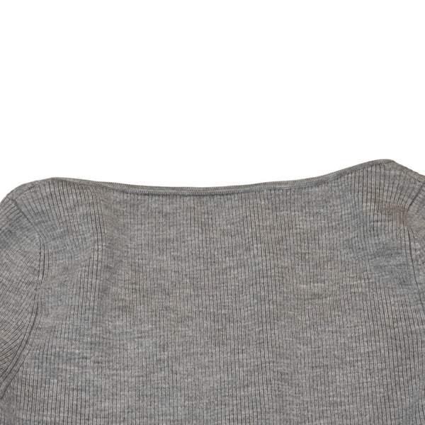 新品未使用 CELINE セリーヌ クロップド ニットカーディガン 2A67S237P サイズM ウール グレー トリオンフ刺繍 中古 4a001739