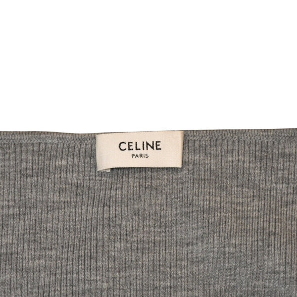 新品未使用 CELINE セリーヌ クロップド ニットカーディガン 2A67S237P サイズM ウール グレー トリオンフ刺繍 中古 4a001739