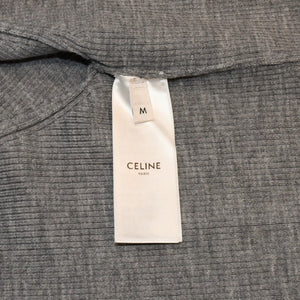 新品未使用 CELINE セリーヌ クロップド ニットカーディガン 2A67S237P サイズM ウール グレー トリオンフ刺繍 中古 4a001739