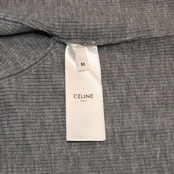 新品未使用 CELINE セリーヌ クロップド ニットカーディガン 2A67S237P サイズM ウール グレー トリオンフ刺繍 中古 4a001739