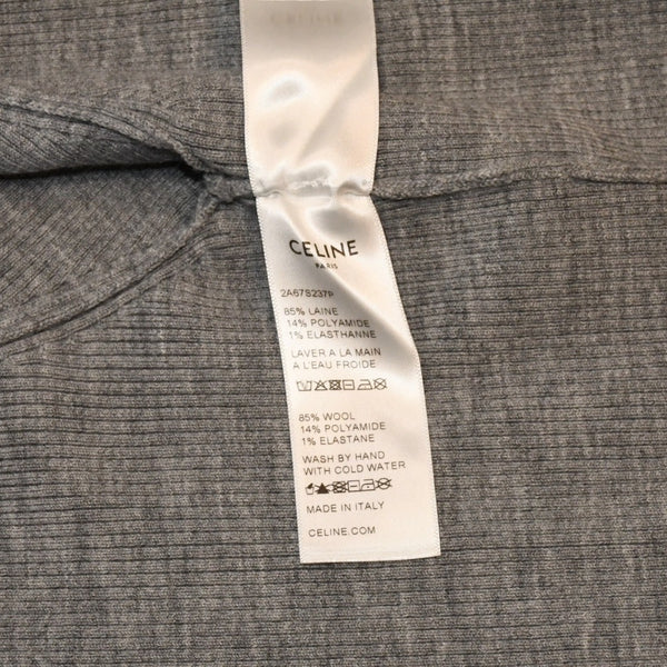 新品未使用 CELINE セリーヌ クロップド ニットカーディガン 2A67S237P サイズM ウール グレー トリオンフ刺繍 中古 4a001739