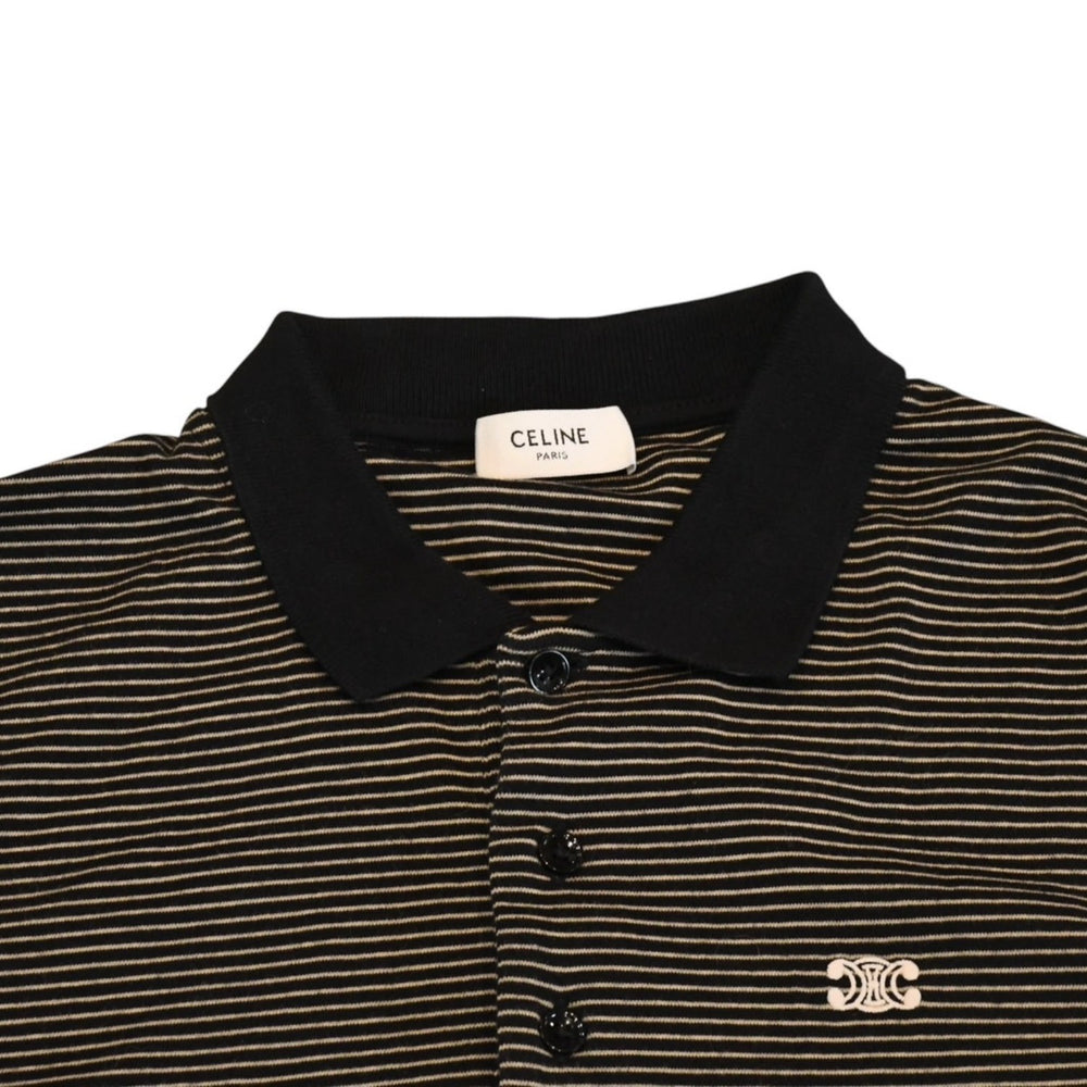 New and unused CELINE Triomphe striped polo shirt 2X98N494Z 38NB Black Beige Used 4a001741