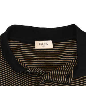 新品未使用 CELINE セリーヌ トリオンフストライプポロシャツ 2X98N494Z 38NB ブラック ベージュ 中古 4a001741