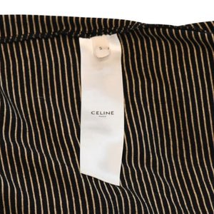新品未使用 CELINE セリーヌ トリオンフストライプポロシャツ 2X98N494Z 38NB ブラック ベージュ 中古 4a001741