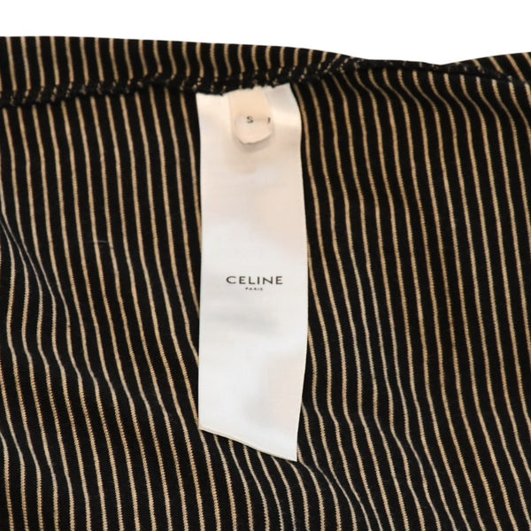 新品未使用 CELINE セリーヌ トリオンフストライプポロシャツ 2X98N494Z 38NB ブラック ベージュ 中古 4a001741