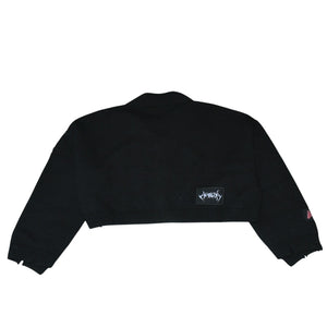 Very good condition AMBUSH KNIT ZIP CARDIGAN Knit Cardigan 12115083 Black Patch Short Length V Neck Distressed 23AW Used 4a001738