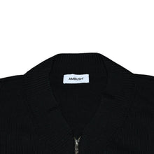 画像をギャラリービューアに読み込む, 極美品 AMBUSH アンブッシュ KNIT ZIP CARDIGAN ニット カーディガン 12115083 ブラック ワッペン ショート丈 Vネック ダメージ加工 23AW 中古 4a001738