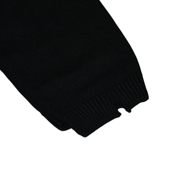 Very good condition AMBUSH KNIT ZIP CARDIGAN Knit Cardigan 12115083 Black Patch Short Length V Neck Distressed 23AW Used 4a001738