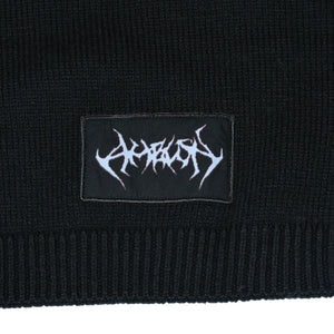 Very good condition AMBUSH KNIT ZIP CARDIGAN Knit Cardigan 12115083 Black Patch Short Length V Neck Distressed 23AW Used 4a001738