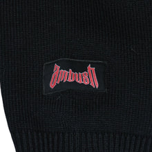 画像をギャラリービューアに読み込む, 極美品 AMBUSH アンブッシュ KNIT ZIP CARDIGAN ニット カーディガン 12115083 ブラック ワッペン ショート丈 Vネック ダメージ加工 23AW 中古 4a001738