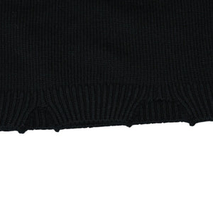 Very good condition AMBUSH KNIT ZIP CARDIGAN Knit Cardigan 12115083 Black Patch Short Length V Neck Distressed 23AW Used 4a001738