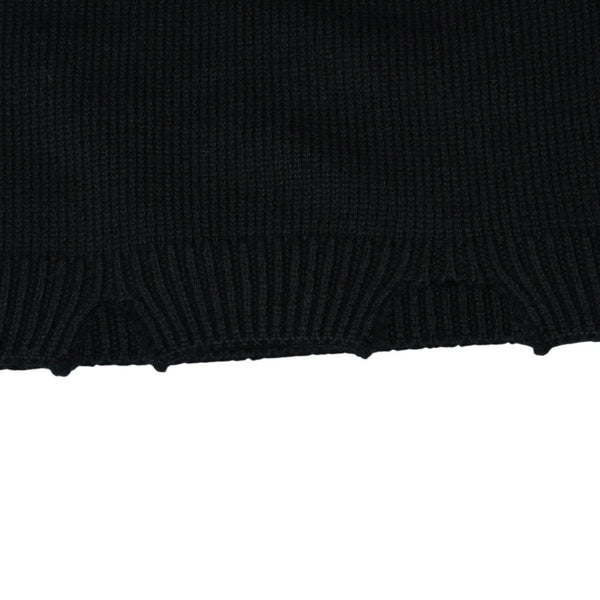 Very good condition AMBUSH KNIT ZIP CARDIGAN Knit Cardigan 12115083 Black Patch Short Length V Neck Distressed 23AW Used 4a001738