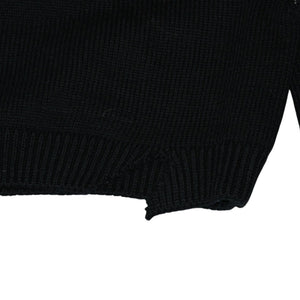 Very good condition AMBUSH KNIT ZIP CARDIGAN Knit Cardigan 12115083 Black Patch Short Length V Neck Distressed 23AW Used 4a001738