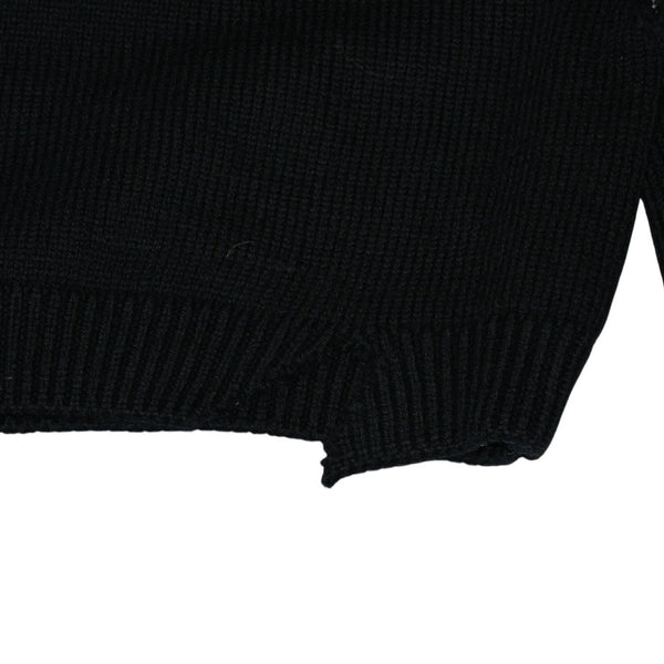 Very good condition AMBUSH KNIT ZIP CARDIGAN Knit Cardigan 12115083 Black Patch Short Length V Neck Distressed 23AW Used 4a001738