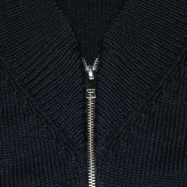 Very good condition AMBUSH KNIT ZIP CARDIGAN Knit Cardigan 12115083 Black Patch Short Length V Neck Distressed 23AW Used 4a001738