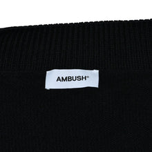 画像をギャラリービューアに読み込む, 極美品 AMBUSH アンブッシュ KNIT ZIP CARDIGAN ニット カーディガン 12115083 ブラック ワッペン ショート丈 Vネック ダメージ加工 23AW 中古 4a001738