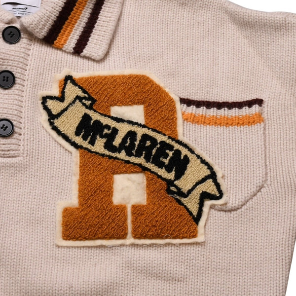 極美品 Rhude Mclaren ルード マクレーン シェニールパッチニットポロセーター 21AW ウール カシミヤ ニット 中古 4a001746