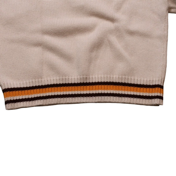 極美品 Rhude Mclaren ルード マクレーン シェニールパッチニットポロセーター 21AW ウール カシミヤ ニット 中古 4a001746
