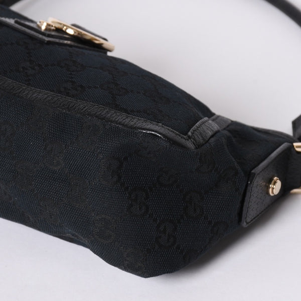 GUCCI グッチ GGキャンバス Shoulder Bag セミショルダーバッグ 130939 Black ブラック 美品 中古 4a001563