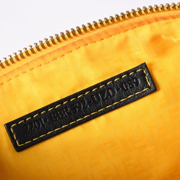 FENDI フェンディ アクセサリーポーチ チェーンポーチ 8BR592 PVC ブラウン イエロー ゴールド金具 美品 中古 4a001153