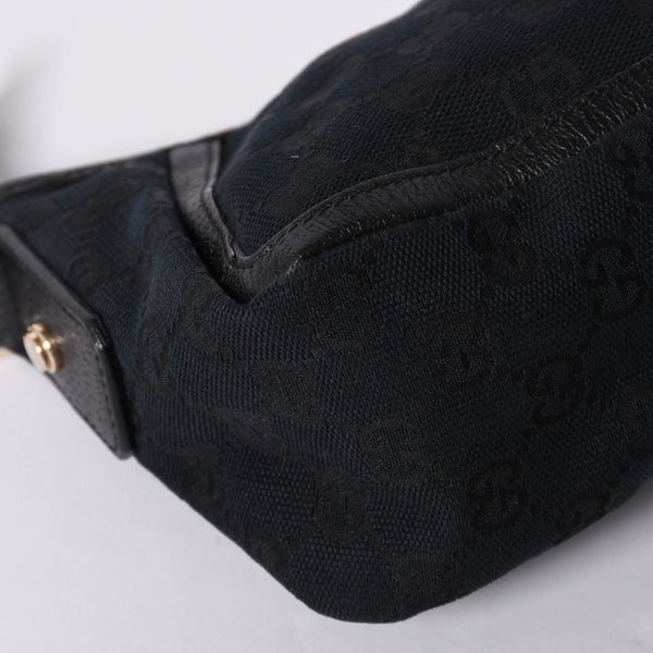 GUCCI グッチ GGキャンバス Shoulder Bag セミショルダーバッグ 130939 Black ブラック 美品 中古 4a001563
