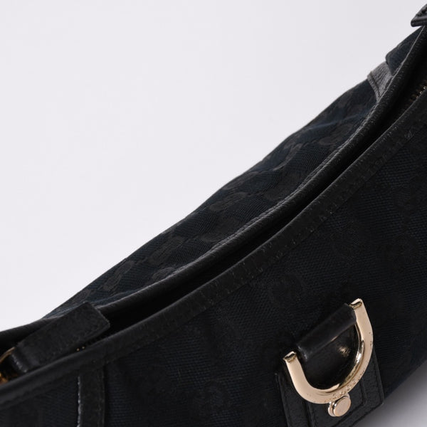 GUCCI グッチ GGキャンバス Shoulder Bag セミショルダーバッグ 130939 Black ブラック 美品 中古 4a001563