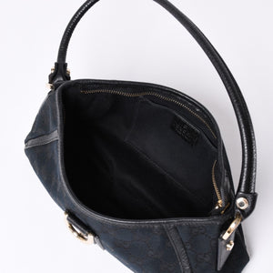 GUCCI グッチ GGキャンバス Shoulder Bag セミショルダーバッグ 130939 Black ブラック 美品 中古 4a001563