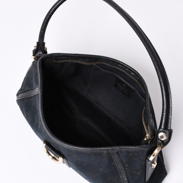 GUCCI グッチ GGキャンバス Shoulder Bag セミショルダーバッグ 130939 Black ブラック 美品 中古 4a001563