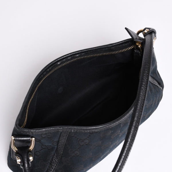 GUCCI グッチ GGキャンバス Shoulder Bag セミショルダーバッグ 130939 Black ブラック 美品 中古 4a001563