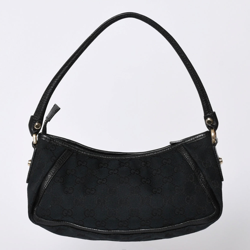 GUCCI グッチ GGキャンバス Shoulder Bag セミショルダーバッグ 130939 Black ブラック 美品 中古 4a001563