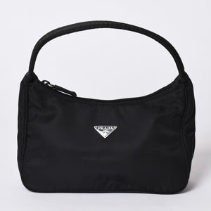 Very Good Condition PRADA Hobo One Shoulder Bag MV515 Triangle Logo Triangle Logo Plate Nylon Black Used 4a001681